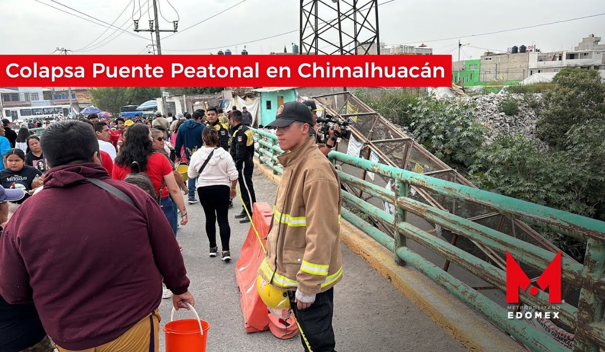 Se desploma Puente Peatonal en Chimalhuacán hay 15 lesionados