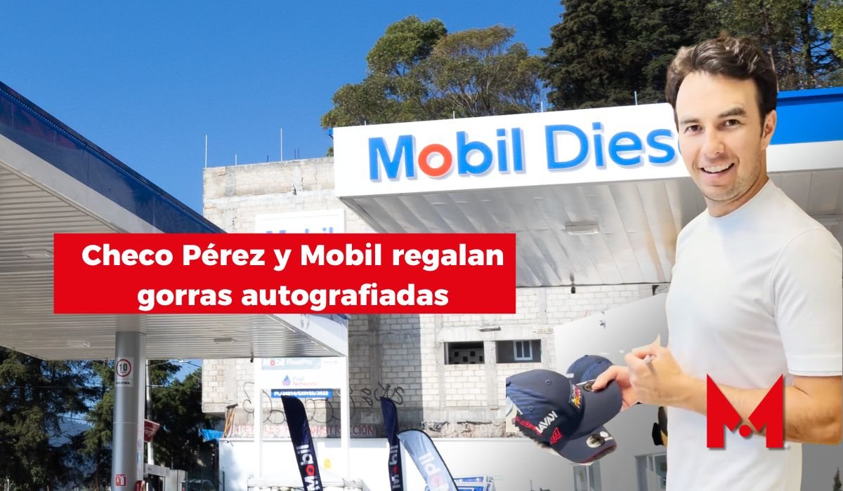 Checo Pérez regala gorras autografíalas en gasolineras Mobil