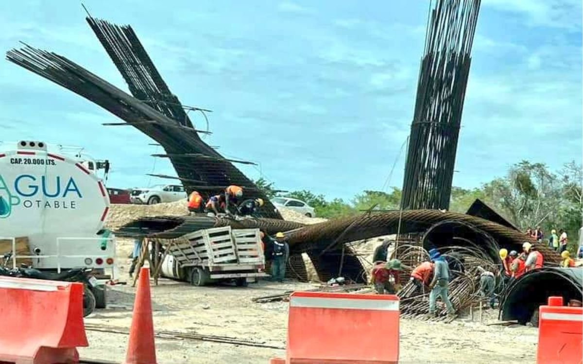 Deslave en Chetumal provoca colapso de estructura del Tren Maya