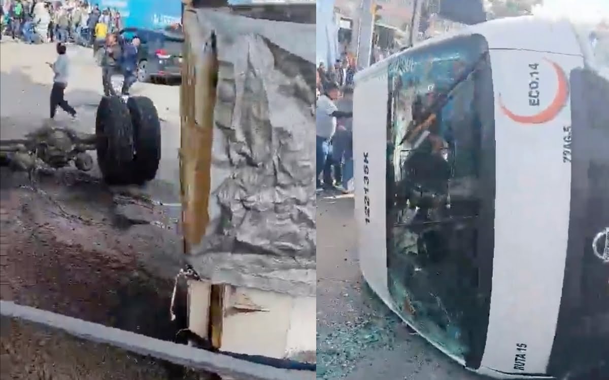 Se reportan varios heridos tras volcadura de camión en Huixquilucan